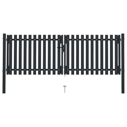Double Door Fence Gate Steel 300x125 cm Anthracite