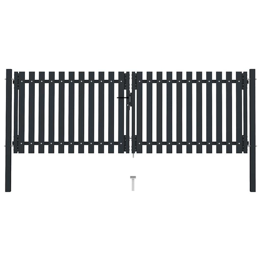 Double Door Fence Gate Steel 300x125 cm Anthracite