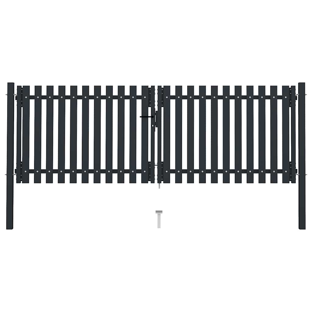 Double Door Fence Gate Steel 300x125 cm Anthracite