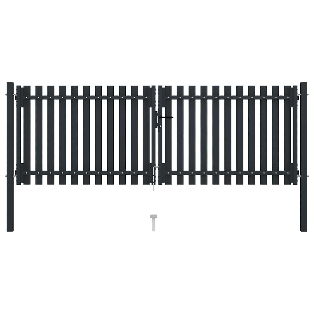 Double Door Fence Gate Steel 300x125 cm Anthracite