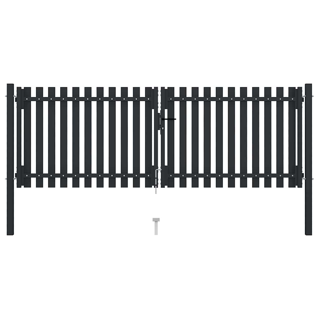 Double Door Fence Gate Steel 300x125 cm Anthracite