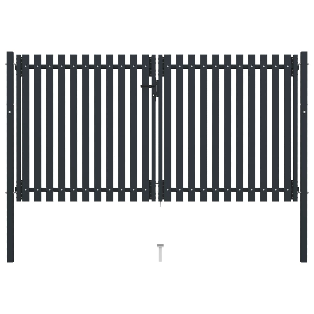 Double Door Fence Gate Steel 300x175 cm Anthracite