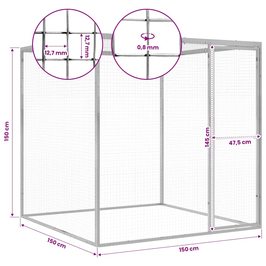 Cat Cage 1.5x1.5x1.5 m Galvanised Steel