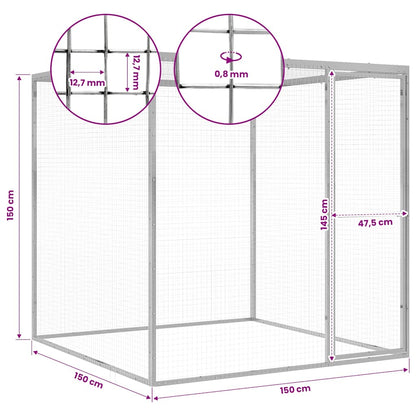 Cat Cage 1.5x1.5x1.5 m Galvanised Steel