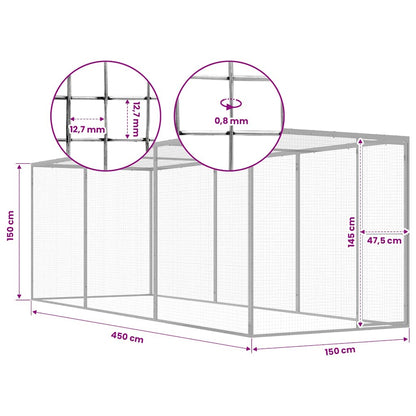 Cat Cage 4.5x1.5x1.5 m Galvanised Steel