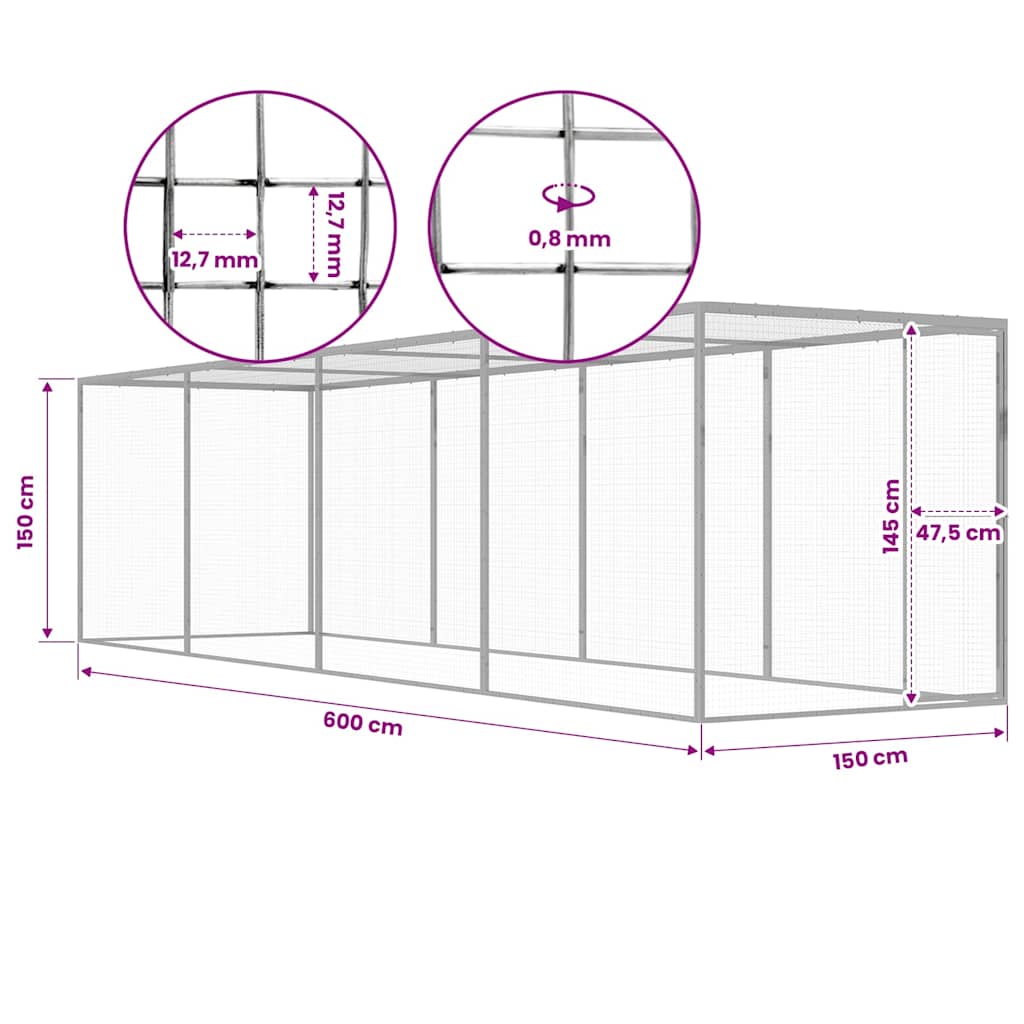 Cat Cage 6x1.5x1.5 m Galvanised Steel