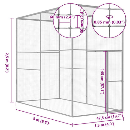 Cat Cage 3x1.5x2.5 m Galvanised Steel