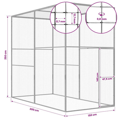 Cat Cage 3x1.5x2.5 m Galvanised Steel