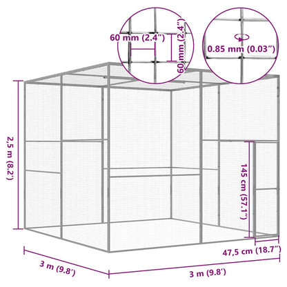 Cat Cage 3x3x2.5 m Galvanised Steel