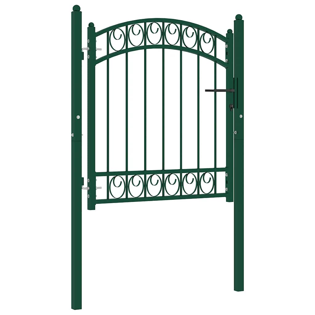 Fence Gate "EMMEN" with Arched Top Steel 100x86 cm Green