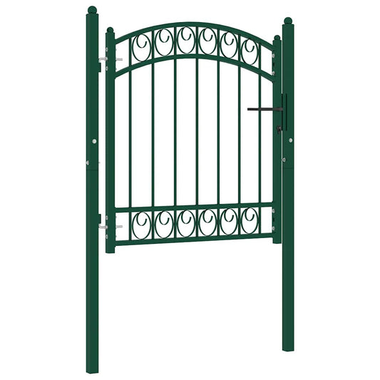 Fence Gate "EMMEN" with Arched Top Steel 100x86 cm Green