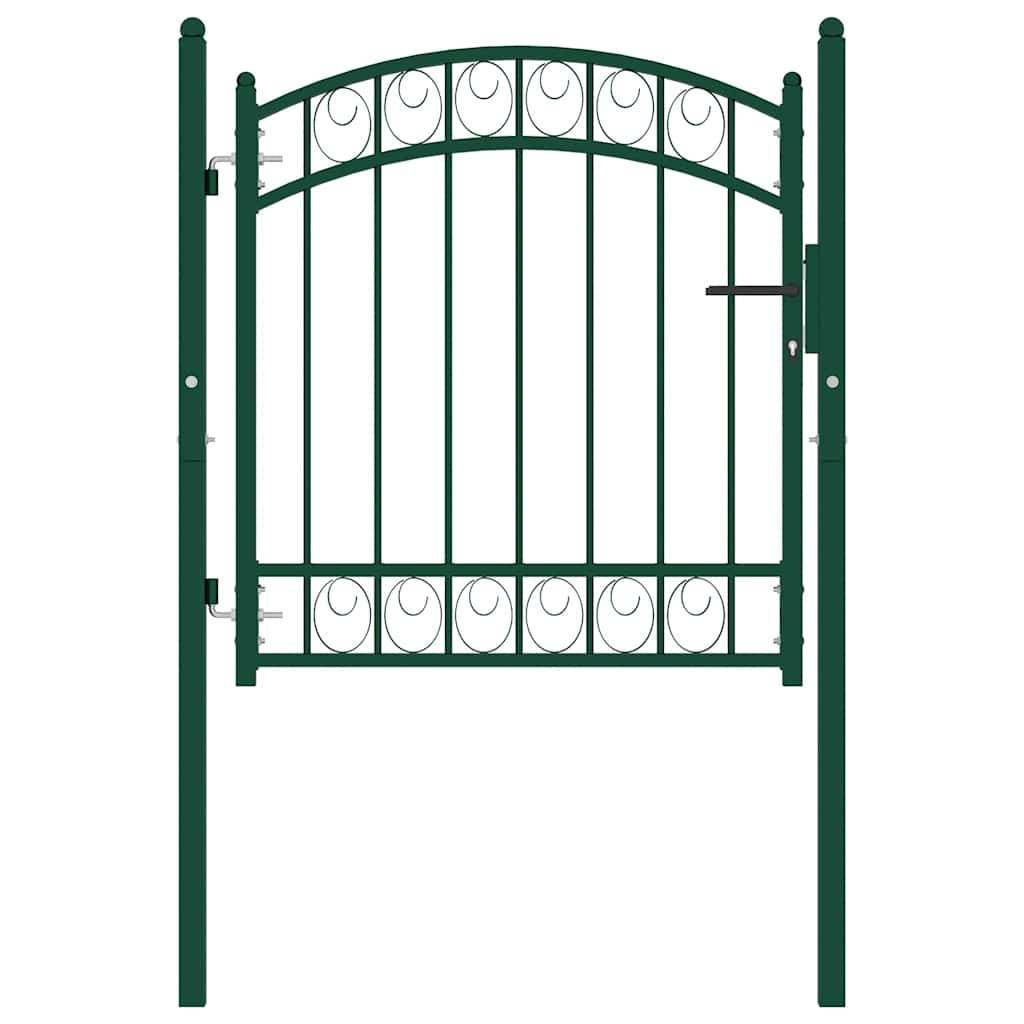 Fence Gate "EMMEN" with Arched Top Steel 100x86 cm Green