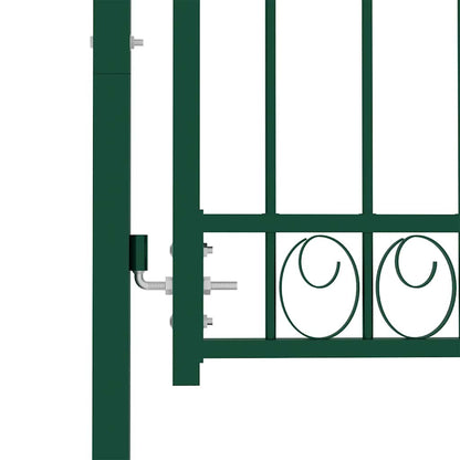 Fence Gate "EMMEN" with Arched Top Steel 100x86 cm Green