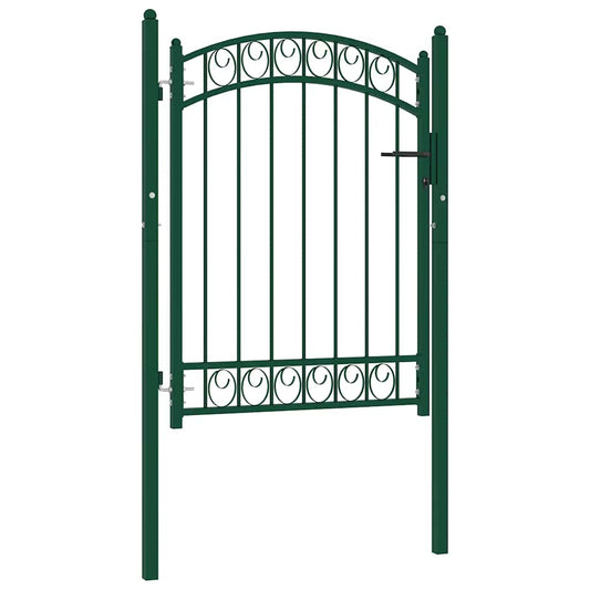 Fence Gate "EMMEN" with Arched Top Steel 100x98,5 cm Green
