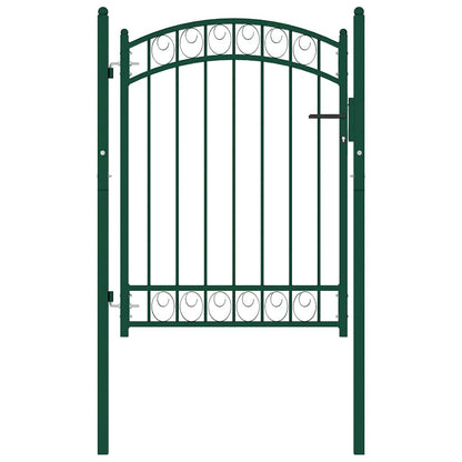 Fence Gate "EMMEN" with Arched Top Steel 100x98,5 cm Green