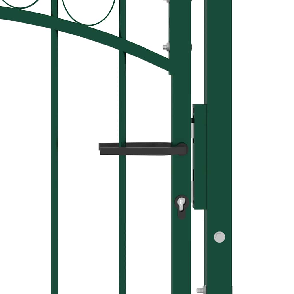 Fence Gate "EMMEN" with Arched Top Steel 100x98,5 cm Green
