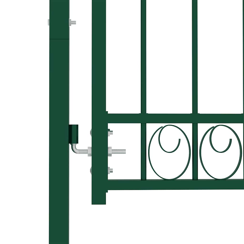 Fence Gate "EMMEN" with Arched Top Steel 100x98,5 cm Green