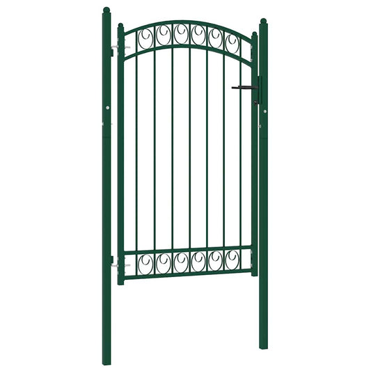 Fence Gate "EMMEN" with Arched Top Steel 100x106 cm Green