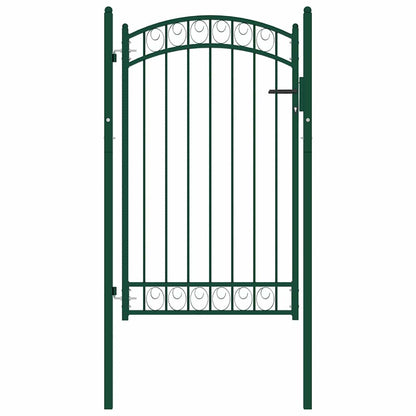 Fence Gate "EMMEN" with Arched Top Steel 100x106 cm Green