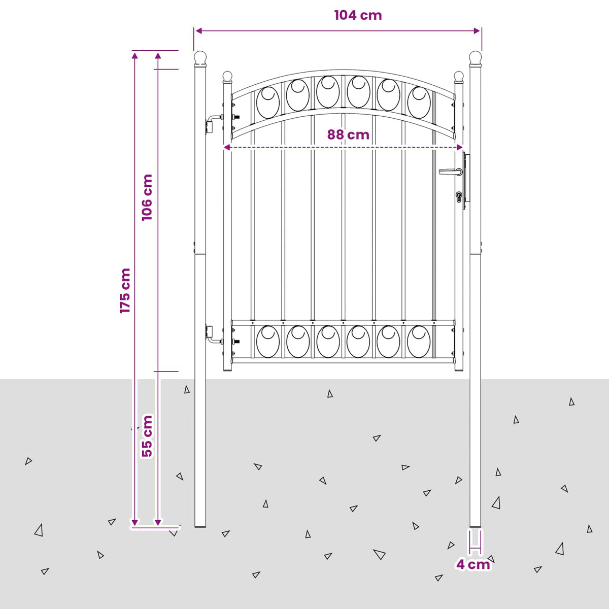 Fence gates EMMEN 104 x 106 cm Lockable Powder-coated steel
