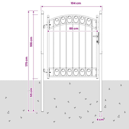 Fence gates EMMEN 104 x 106 cm Lockable Powder-coated steel
