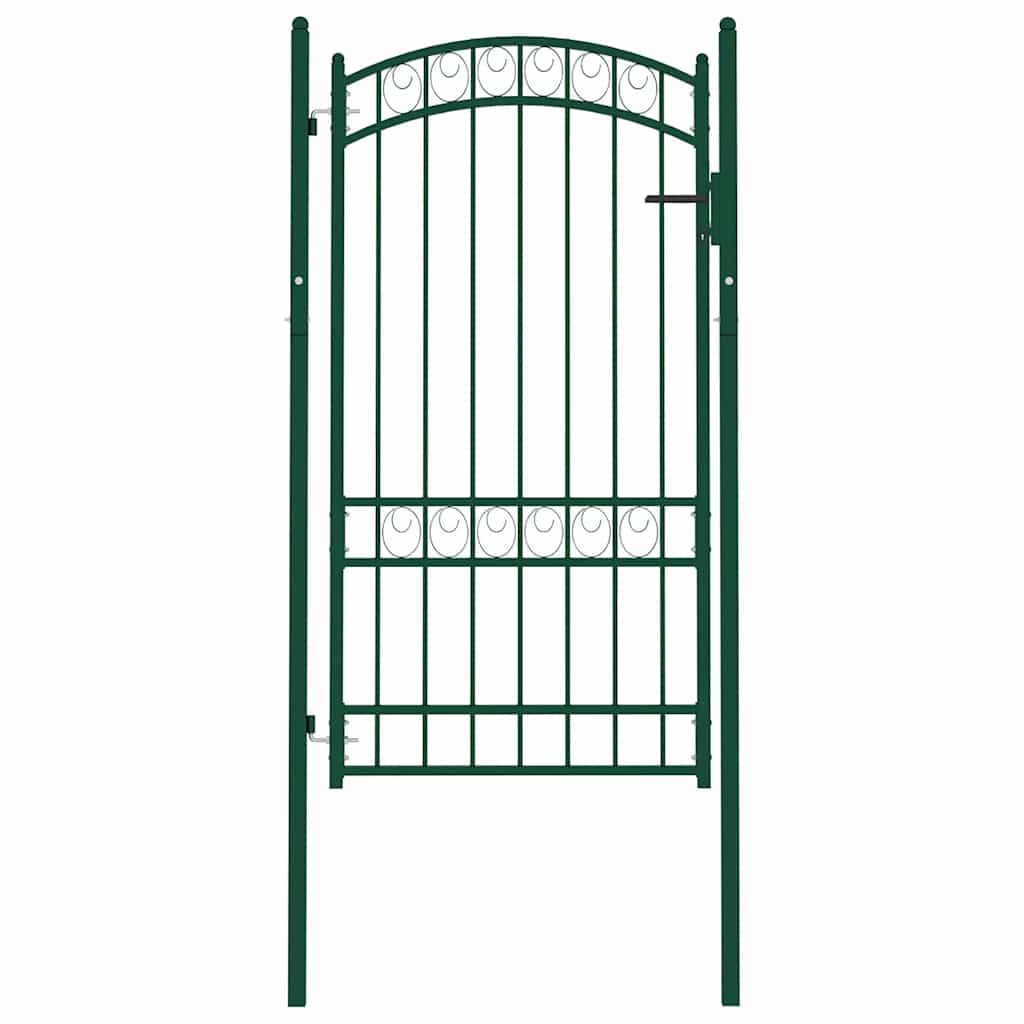 Fence Gate "EMMEN" with Arched Top Steel 100x123,5 cm Green