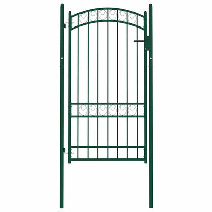 Fence Gate "EMMEN" with Arched Top Steel 100x123,5 cm Green