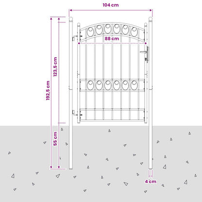 Fence gates EMMEN 104 x 123.5 cm Lockable Powder-coated steel