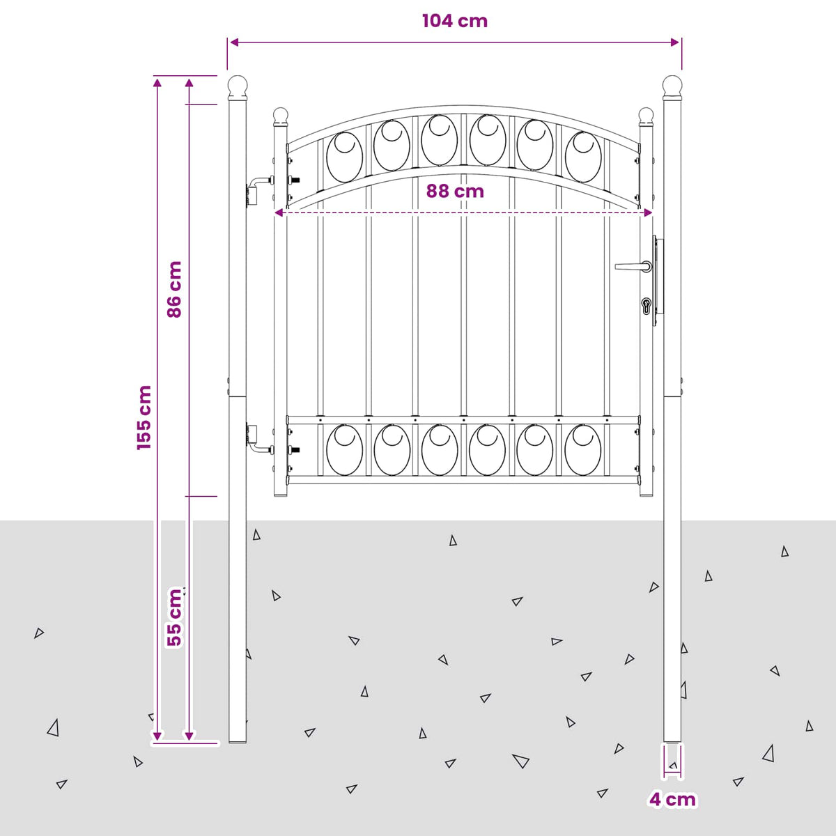 Fence gates EMMEN 104 x 86 cm Lockable Powder-coated steel