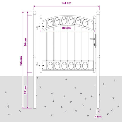 Fence gates EMMEN 104 x 86 cm Lockable Powder-coated steel