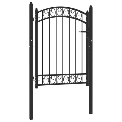 Fence Gate EMMEN with Arched Top Steel 100x98.5 cm Black