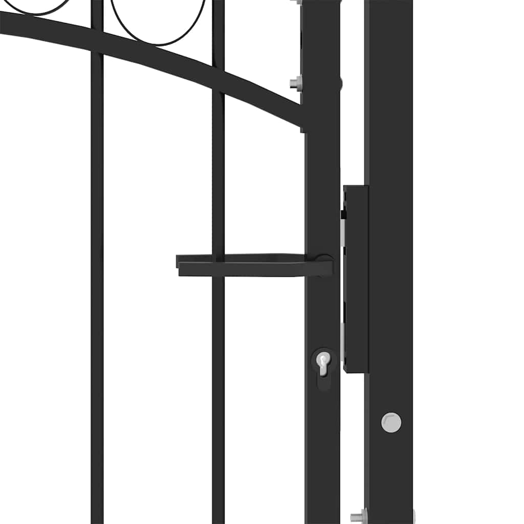 Fence Gate EMMEN with Arched Top Steel 100x98.5 cm Black