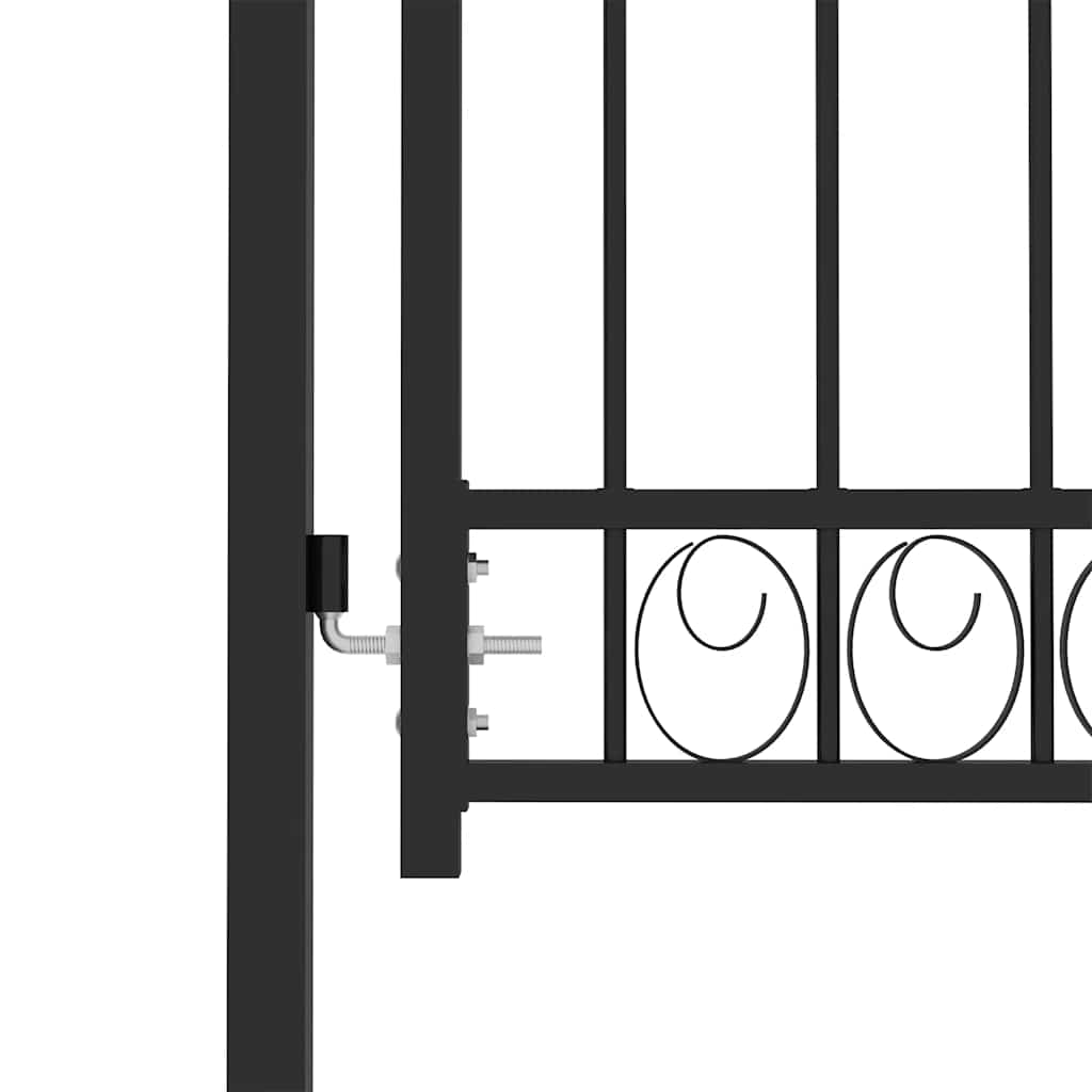Fence Gate EMMEN with Arched Top Steel 100x98.5 cm Black