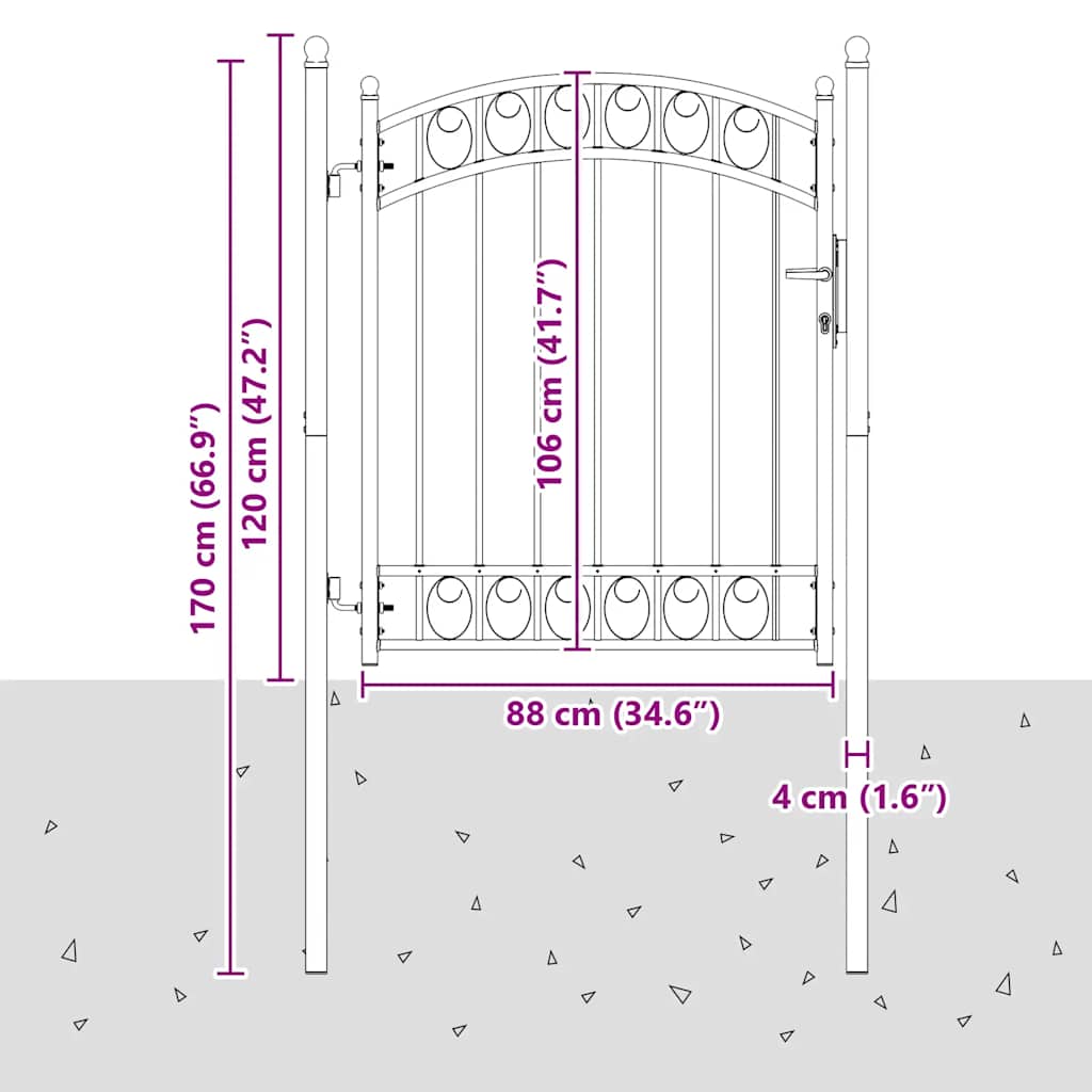 Fence Gate "EMMEN" with Arched Top Steel 100x106 cm Black