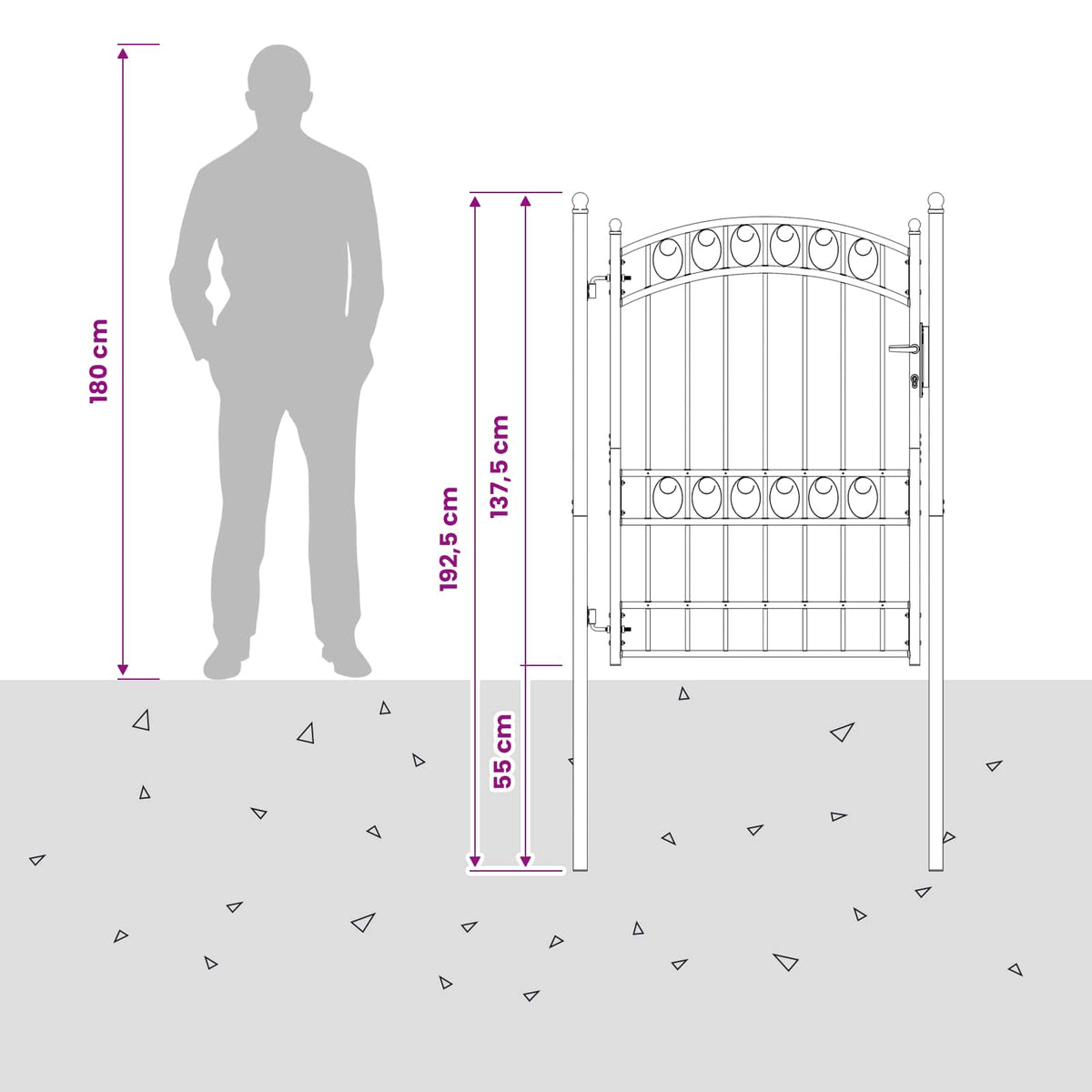 Fence gates EMMEN 104 x 123.5 cm Lockable Powder-coated steel
