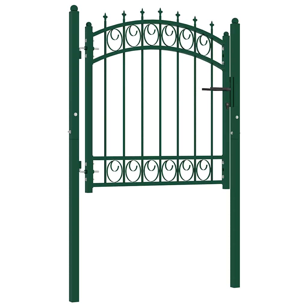 Fence Gate EMMEN with Spikes Steel 103x97 cm Green