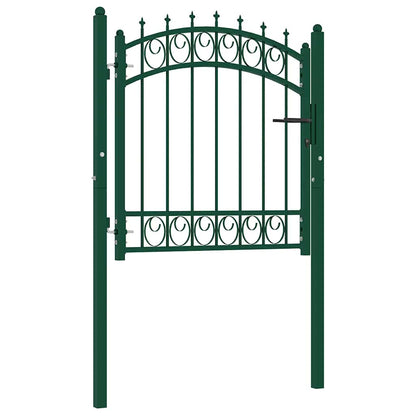 Fence Gate EMMEN with Spikes Steel 103x97 cm Green