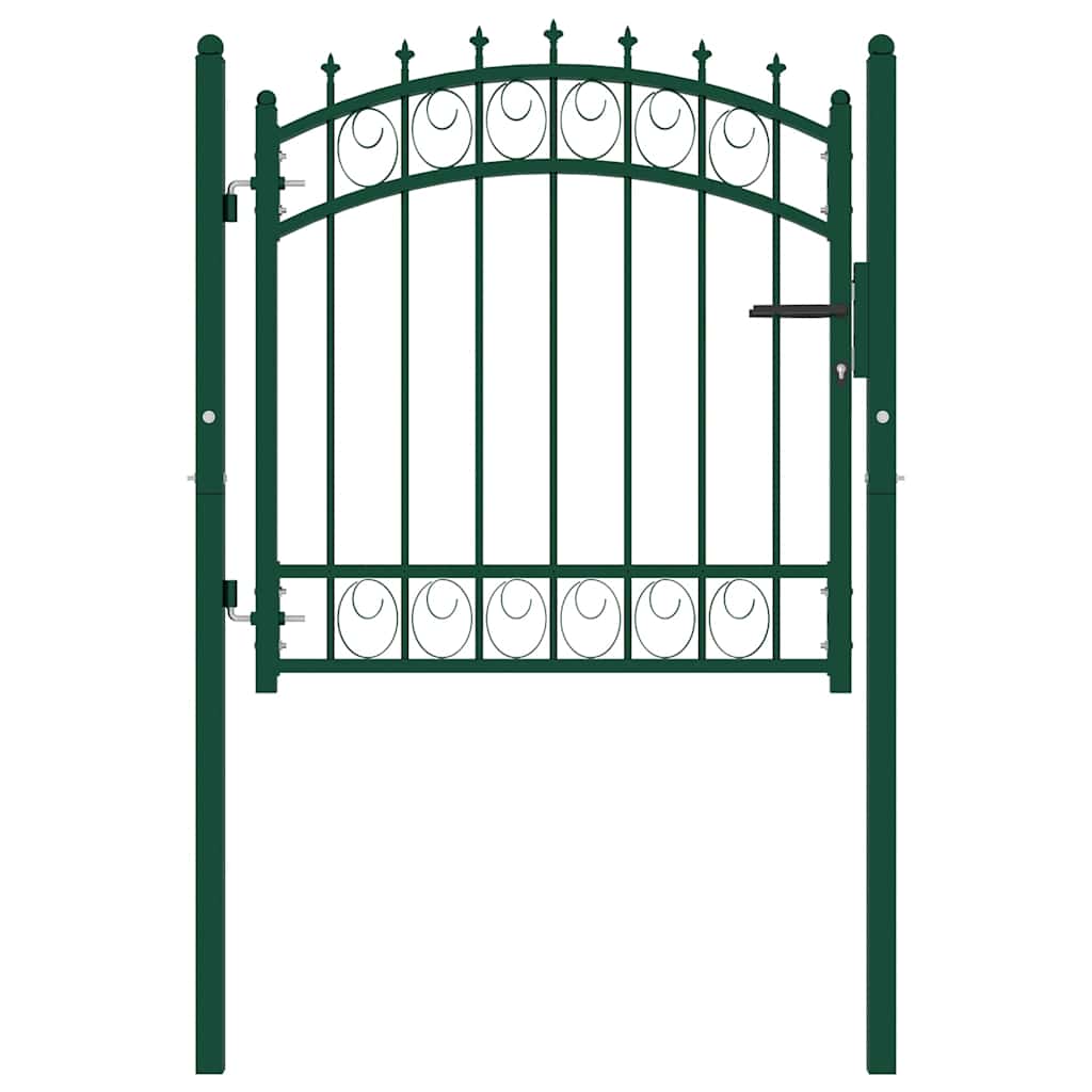 Fence Gate EMMEN with Spikes Steel 103x97 cm Green
