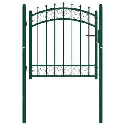 Fence Gate EMMEN with Spikes Steel 103x97 cm Green