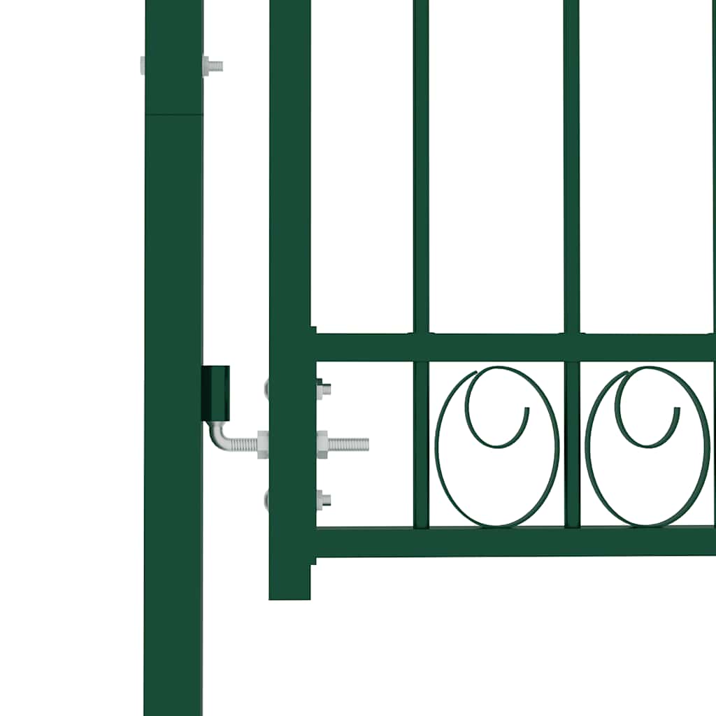 Fence Gate EMMEN with Spikes Steel 103x97 cm Green