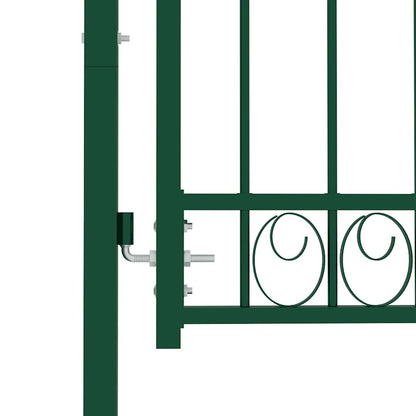 Fence Gate EMMEN with Spikes Steel 103x97 cm Green