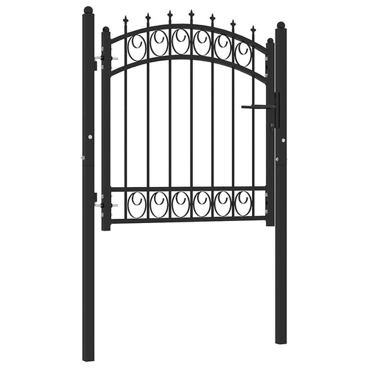 146378 vidaXL Fence Gate "EMMEN" with Spikes Steel 103x97 cm Black