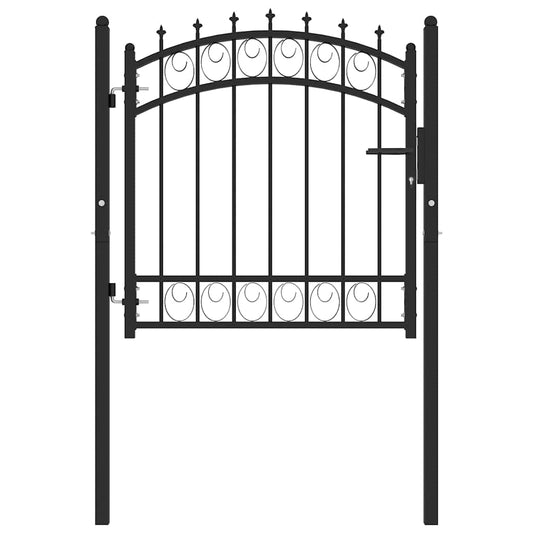 146378 vidaXL Fence Gate "EMMEN" with Spikes Steel 103x97 cm Black