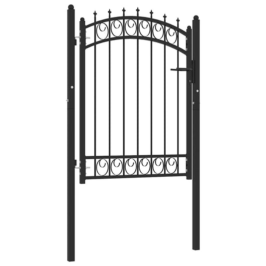 146379 vidaXL Fence Gate "EMMEN" with Spikes Steel 103x109,5 cm Black