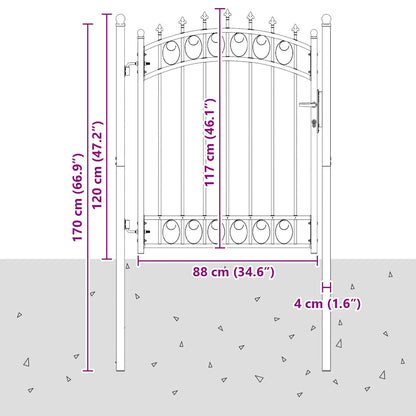 Fence Gate with Spikes Steel 100x150 cm Black