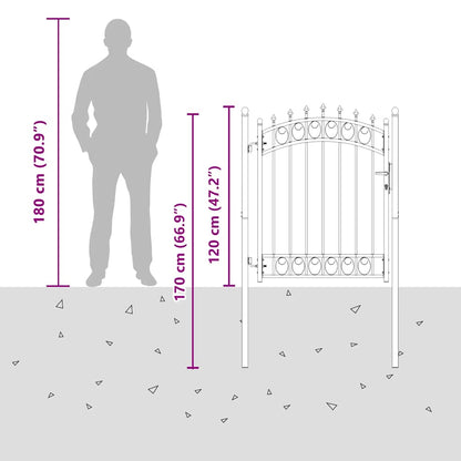 Fence Gate with Spikes Steel 100x150 cm Black