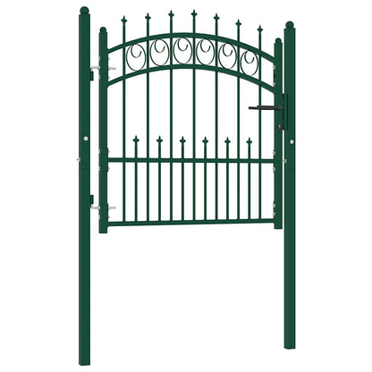 Fence Gate EMMEN with Spikes Steel 104x97 cm Green