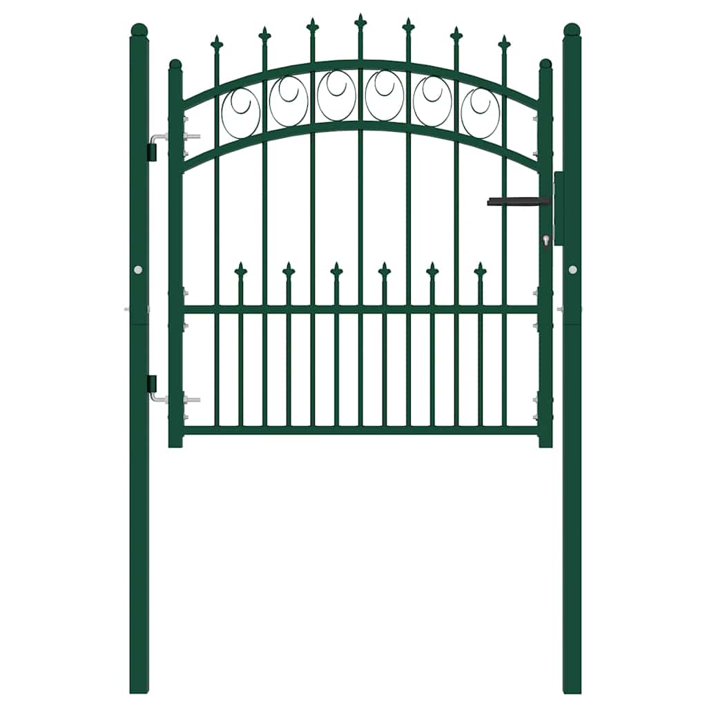 Fence Gate EMMEN with Spikes Steel 104x97 cm Green