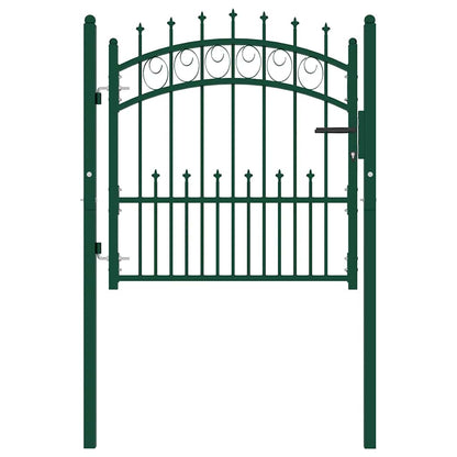 Fence Gate EMMEN with Spikes Steel 104x97 cm Green