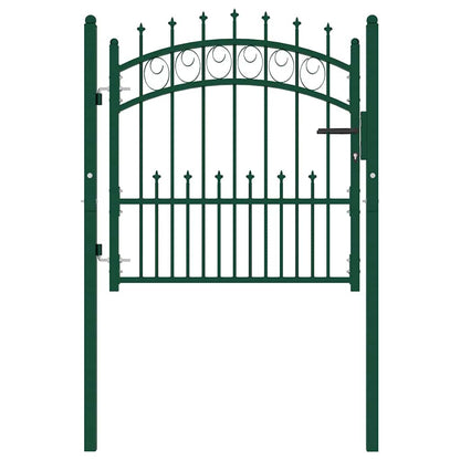 146383 vidaXL Fence Gate "EMMEN" with Spikes Steel 104x97 cm Green
